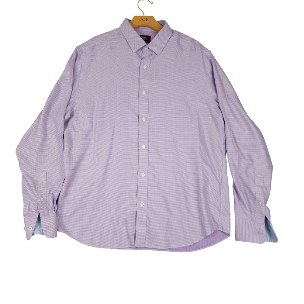 UNTUCKit Wrinkle Free Slim Fit Men's‎ Purple Check Dress Shirt XL Cotton